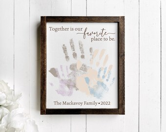 Family Handprint Sign, Together Is Our Favorite Place to Be, Personalized with Name and Date, DIY Family Craft Keepsake