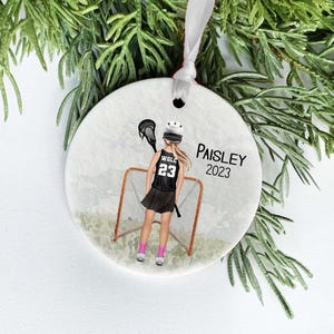 Lacrosse Ornament, Personalized Ornament for Boys or Girls, Custom Team Colors image 1