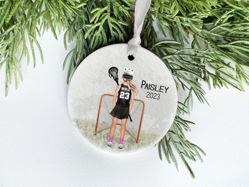 Lacrosse Ornament, Personalized Ornament for Boys or Girls, Custom Team Colors image 1