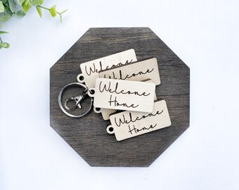 Welcome Home Keyring Set for Realtor Closing, Gift for Buyers, Bulk Closing Gift, Personalize with Logo or Text