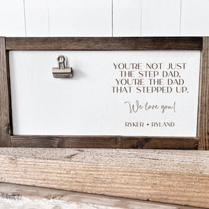 Bonus Dad Gift, Personalized Fathers Day Gift for Stepdad, Custom Photo Sign for Step Dad Stepfather, Stepped Up Dad image 1