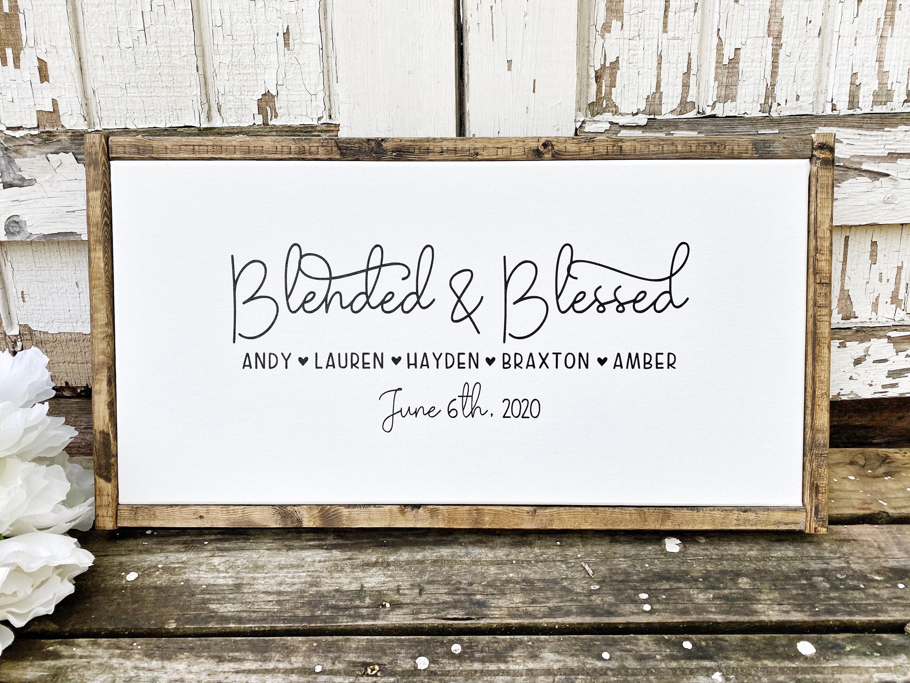 Blended and Blessed Welcome Door Mat Personalized Blended Family