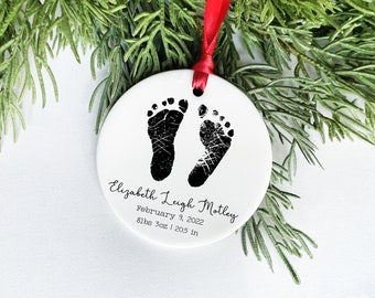 Baby Feet Ornament, Baby's First Christmas, Hospital Footprint Ornament