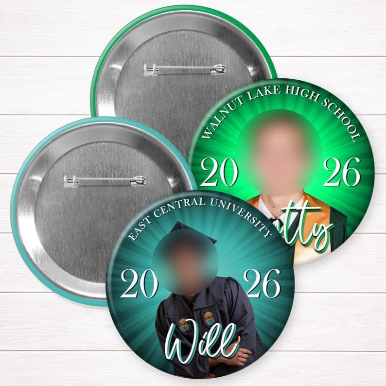 Graduation Photo Button: Custom Senior Cap, Gown & Diploma Pin - Etsy