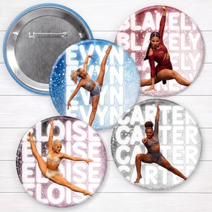 Dance Competition Photo Brag Button with Glitter Background: Nationals Spirit Pin