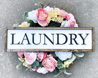 Laundry Room Sign: Rustic Framed Wood Decor, 3D Laser Letters