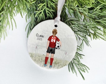 Girl Soccer Ornament, Personalized Soccer Ornament for Kids, Team Colors