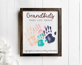 Grandkids Handprint Sign, DIY Gift for Grandma, Grandkids