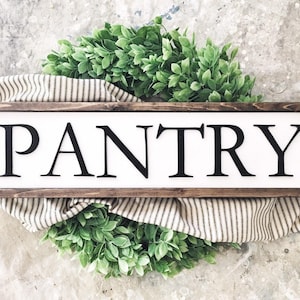 Kitchen Pantry Sign, Rustic Farmhouse Decor, 3D Raised Laser Letter, Simple Lettered Word Sign, Dry Goods Wall Door Accent, Framed Wood Sign