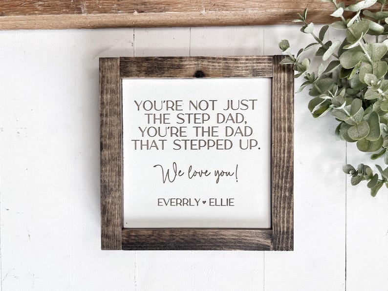 Bonus Dad Gift, Personalized Fathers Day Gift for Stepdad, Custom Photo Sign for Step Dad Stepfather, Stepped Up Dad image 5