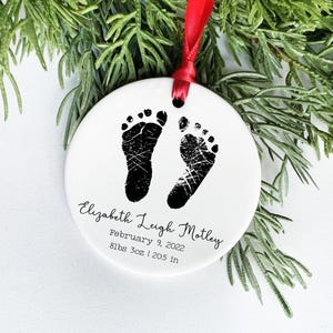 Baby Feet Ornament, Baby&#39;s First Christmas, Hospital Footprint Ornament