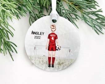 Teen Girl Soccer Ornament, Personalized Soccer Ornament for Girls, Team Colors