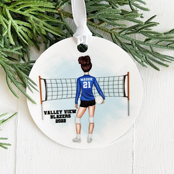 Volleyball Ornament, Teen Girl Volleyball Gift, High School Volleyball Team Colors