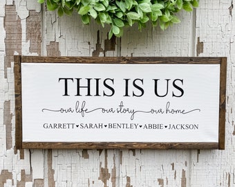 This Is Us, Our Life Our Story Our Home, Personalized Canvas Sign, Blended Family Sign