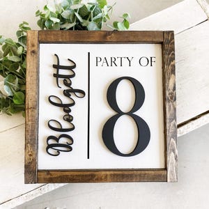 Letrero de madera personalizado para fiestas familiares de 4, 3, 5 o 6 personas: decoración rústica personalizada y regalo de inauguración de la casa con letras grabadas en 3D.