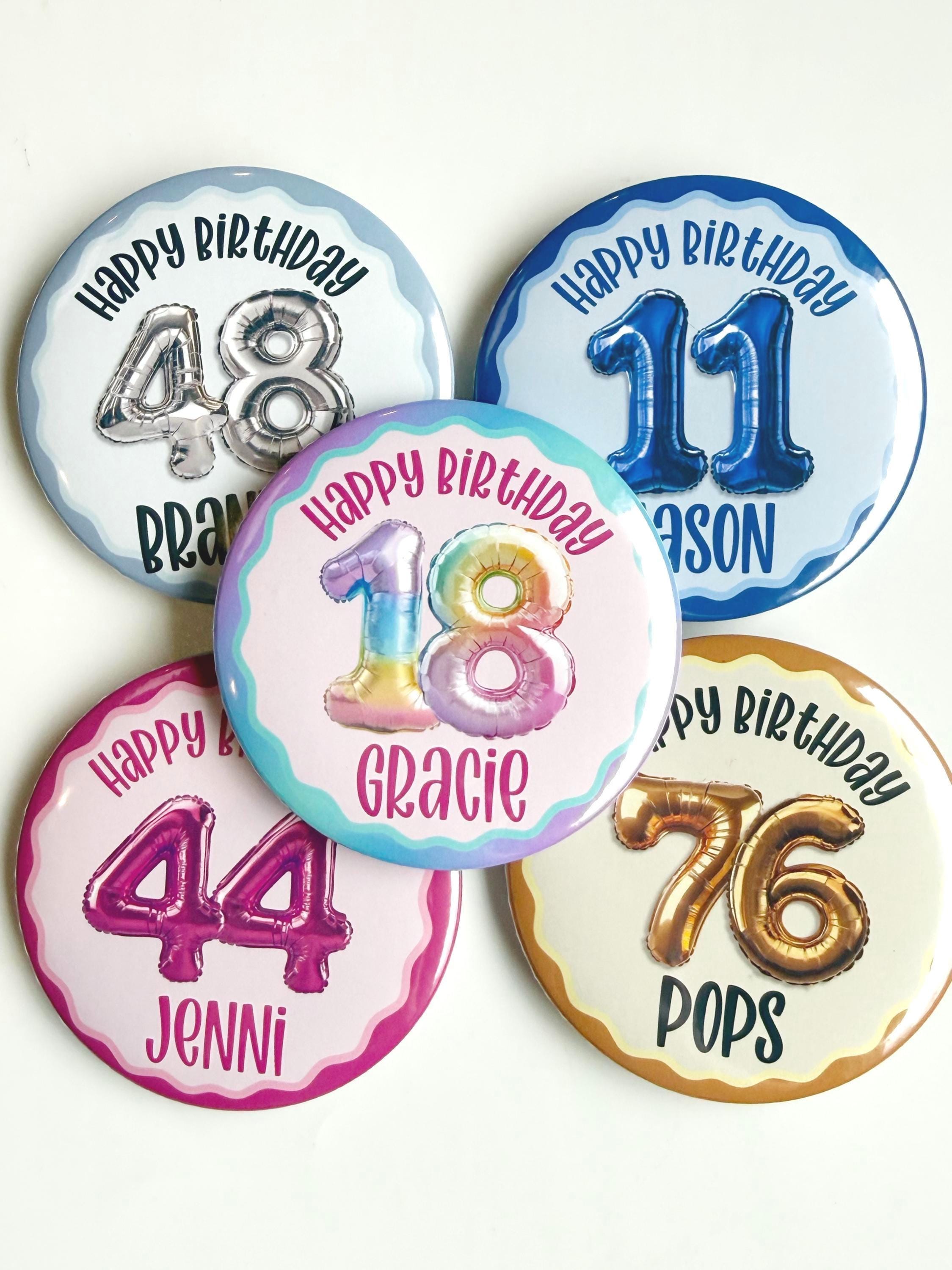 Birthday Balloon Button: Personalized Name, Age & Color - Etsy