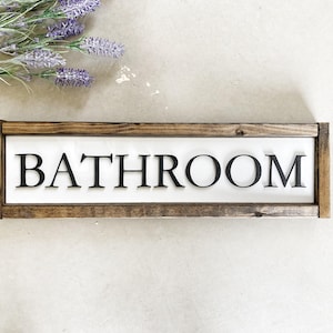 Rustic Bathroom Sign: 3D Laser Cut Letters, Farmhouse Decor afbeelding 1