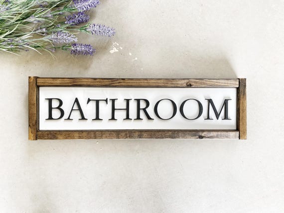 Rustic Bathroom Sign: 3D Laser Cut Letters, Farmhouse Decor
