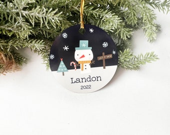 Personalized Snowman Ornament, Christmas Ornament for Kids, Gift for Kids