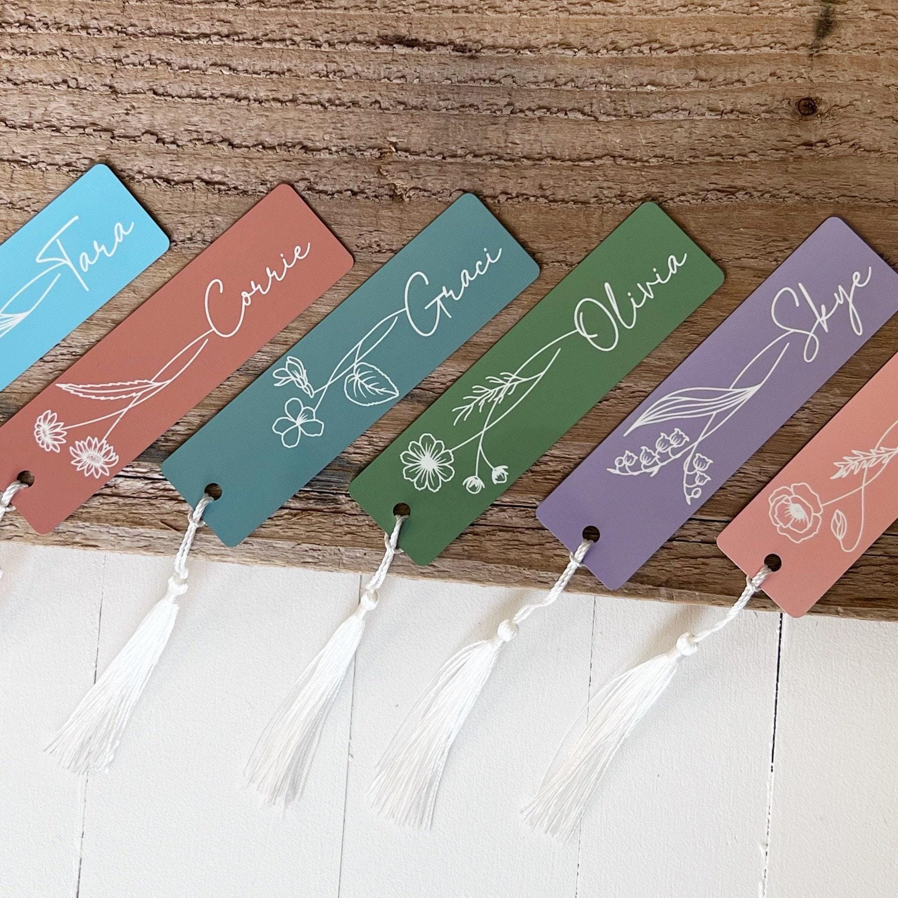 Custom Birth Month Bookmark with Name, Colored Birth Flower Bookmark for Women