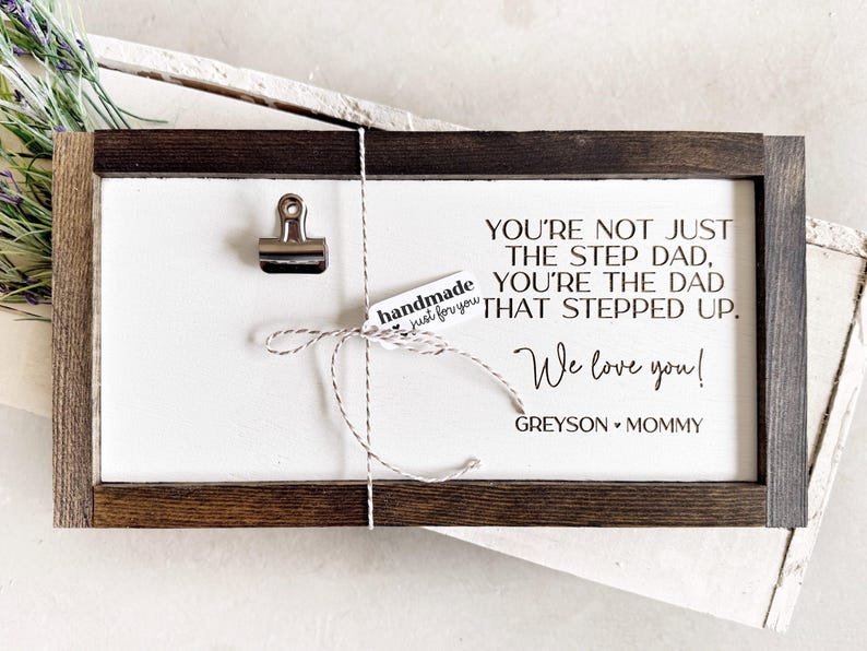 Bonus Dad Gift, Personalized Fathers Day Gift for Stepdad, Custom Photo Sign for Step Dad Stepfather, Stepped Up Dad image 6