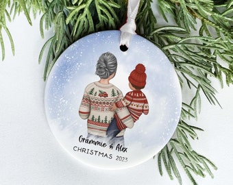 Personalized Grandma and Grandson or Granddaughter Christmas Ornament, Keepsake Ornament Gift for Grandchild to Mimi