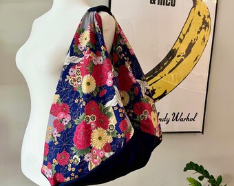 Handmade Japanese Floral Origami Bag – Cotton Shoulder Tote