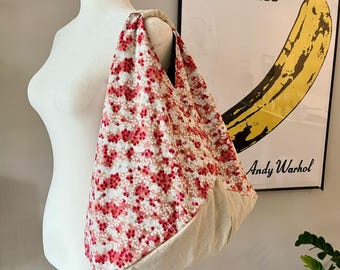 Handmade Japanese Floral Origami Bag – Cotton Shoulder Tote