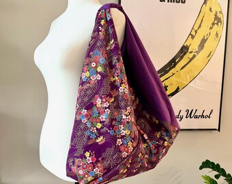 Floral Origami Bag – Handmade Japanese Cotton Tote, Foldable Shoulder Bag