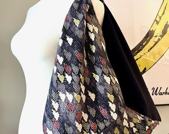 Floral Japanese Origami Bag – Handmade Cotton Tote Shoulder Bag