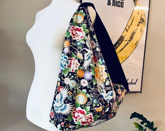 Handmade Japanese Floral Origami Bag – Cotton Tote Shoulder Bag