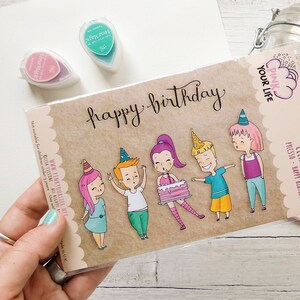 Set timbri in silicone tema Compleanno girl, Clear stamps