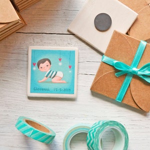 Set di 10 Calamite bomboniere, magnete con illustrazione personalizzata