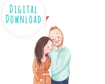 Download custom portrait, white background illustration for digital download - NEXT AVAILABILITY: JUNE 2024