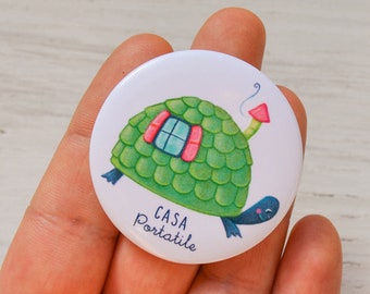 Turtle Pin, school badge illustration, Casa portatile