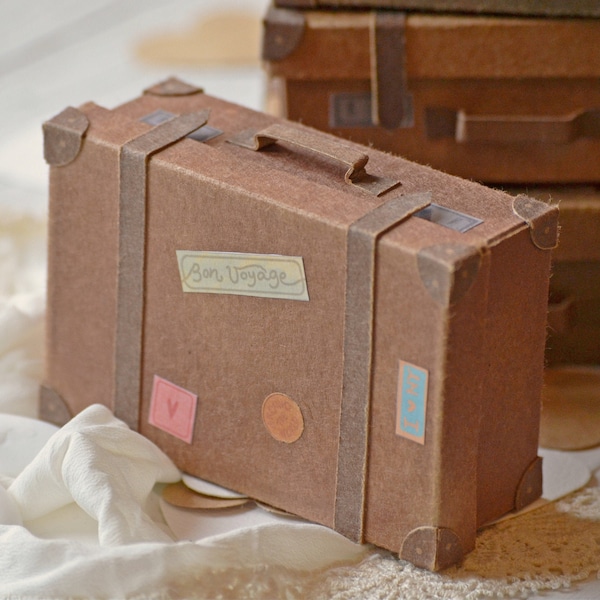 Miniature paper suitcase, wedding favor or beautiful gift for travellers, 1 piece