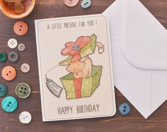 Greeting Card with cat, Happy Birthday!
