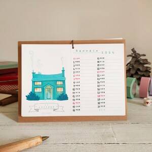 2024 Calendar 12 full color Illustrations, 12months desk calendar with drawings, office gift, Christmas present image 2