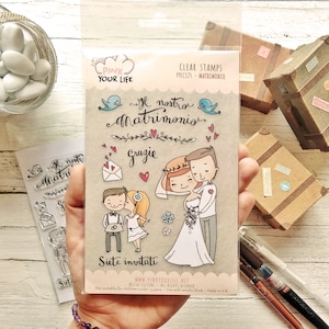 Set timbri in silicone tema nozze, Clear stamps