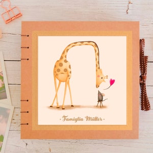 Album fotografico piccolo con giraffa e topolino, copertina personalizzabile
