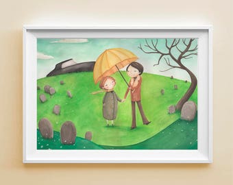 Póster de la película "Harold y Maude", ilustración cinematográfica impresa