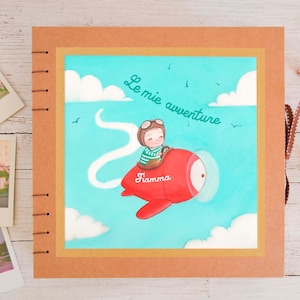 Il mio primo album, Album fotografico grande personalizzabile, album illustrato con aeroplano Le mie avventure