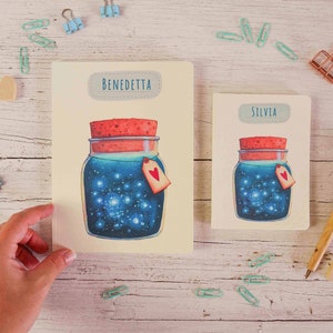 Quaderno fatto a mano personalizzabile con nome, taccuino con barattolo di sogni