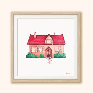 Poster Cottage, stampa su carta di illustrazione romantica
