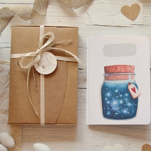 Set di 10 Bomboniere con taccuino rilegato a mano, confezione personalizzata per battesimo, comunione, cresima, laurea e matrimonio