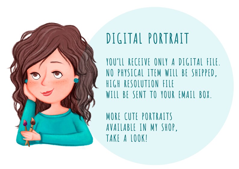 Download custom portrait, white background illustration for digital download NEXT AVAILABILITY: JUNE 2024 image 10