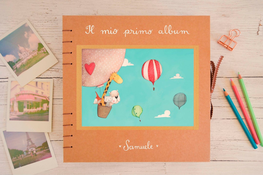 My First Photo Album, Children Photo Book Customizable Cover, Hot Air Balloons Illustration Etsy