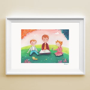 Ilustración de póster Hermanos, impresión mural ilustrada