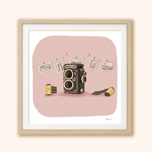 Poster Macchina fotografica, stampa su carta di illustrazione vintage