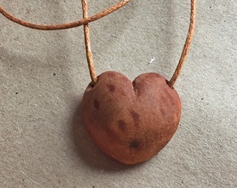 Carved avocado stone necklace. Heart. Love necklace. Gift for him, fo her...